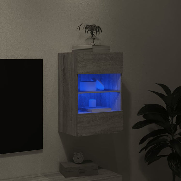 Comodă TV de perete cu lumini LED, gri sonoma, 40x30x60,5 cm - WALTI WALTI