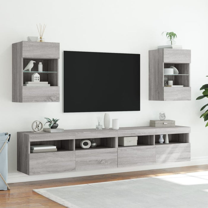 Comodă TV de perete cu lumini LED, gri sonoma, 40x30x60,5 cm - WALTI WALTI