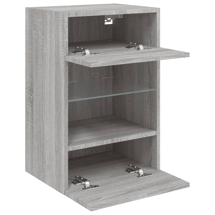 Comodă TV de perete cu lumini LED, gri sonoma, 40x30x60,5 cm - WALTI WALTI