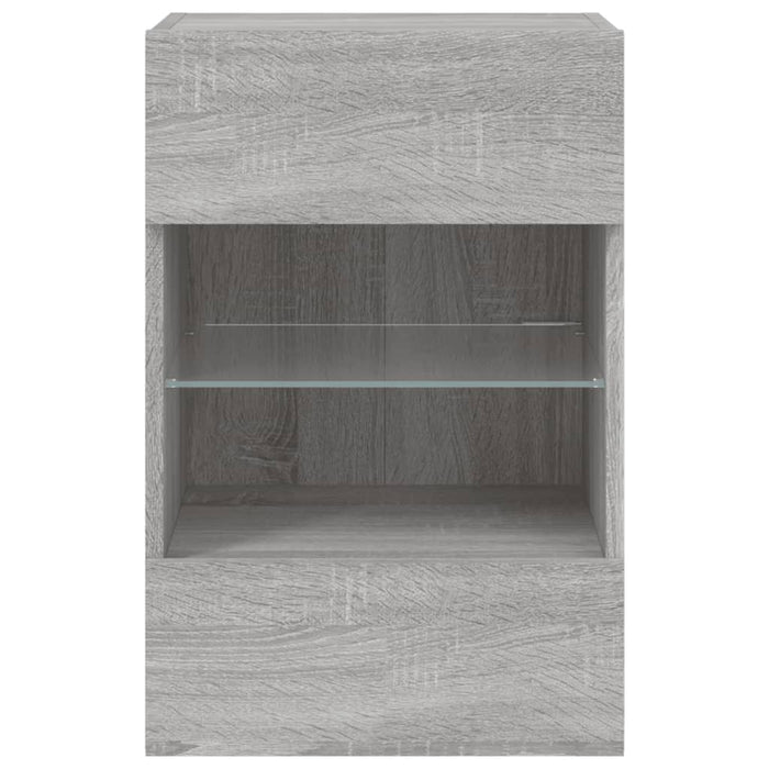 Comodă TV de perete cu lumini LED, gri sonoma, 40x30x60,5 cm - WALTI WALTI