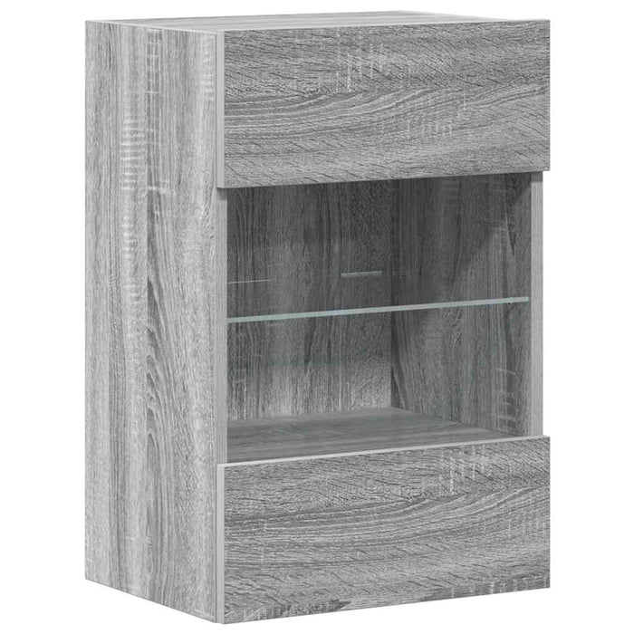 Comode de perete cu lumini LED pentru TV, 2 buc, gri sonoma, 40x30x60,5 cm - WALTI WALTI