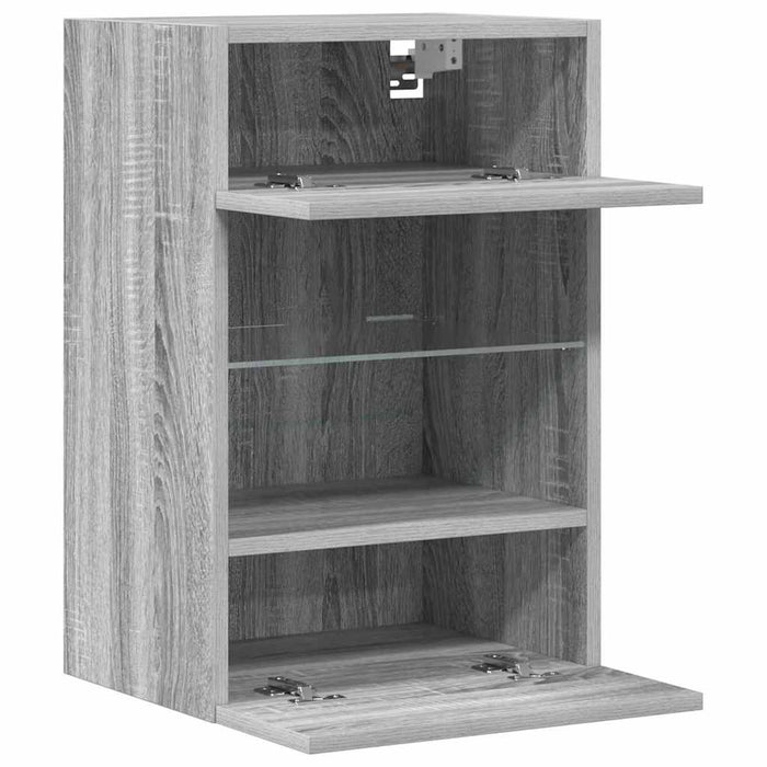 Comode de perete cu lumini LED pentru TV, 2 buc, gri sonoma, 40x30x60,5 cm - WALTI WALTI
