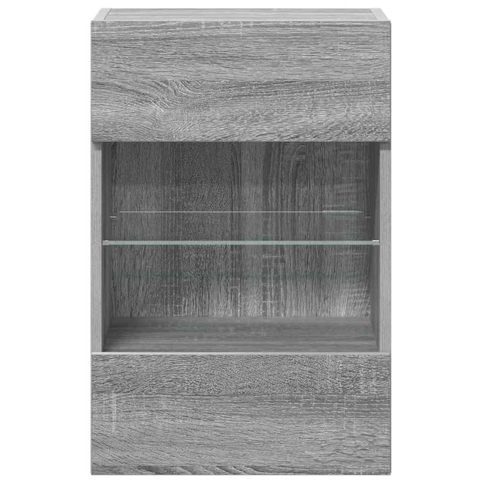 Comode de perete cu lumini LED pentru TV, 2 buc, gri sonoma, 40x30x60,5 cm - WALTI WALTI