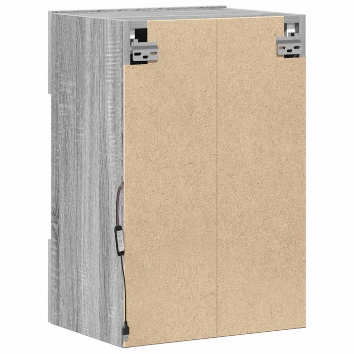 Comode de perete cu lumini LED pentru TV, 2 buc, gri sonoma, 40x30x60,5 cm - WALTI WALTI