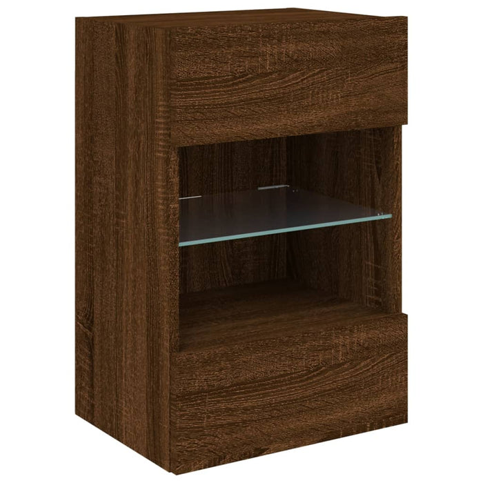 Comodă TV de perete cu lumini LED, stejar maro, 40x30x60,5cm - WALTI WALTI