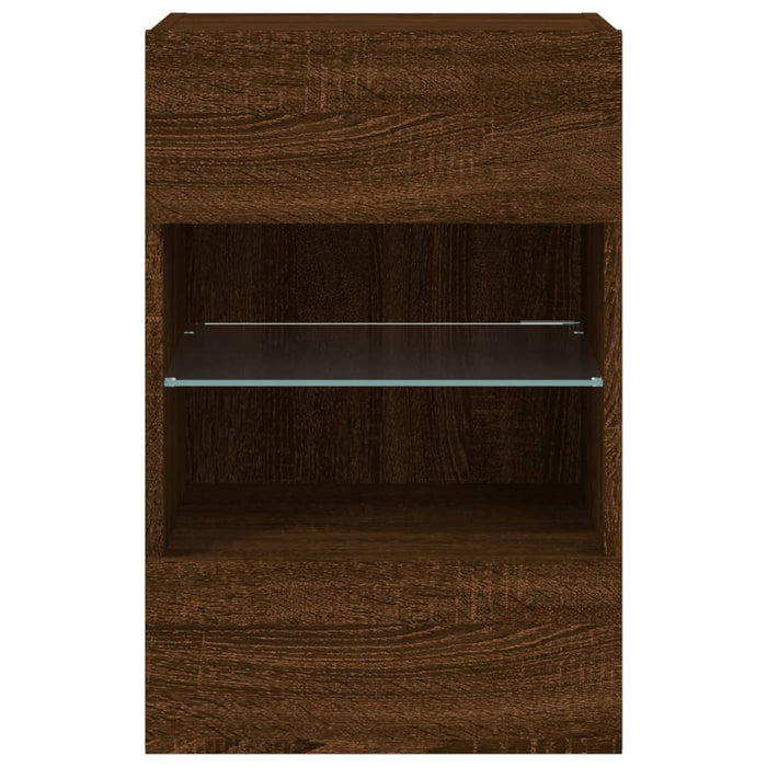 Comodă TV de perete cu lumini LED, stejar maro, 40x30x60,5cm - WALTI WALTI