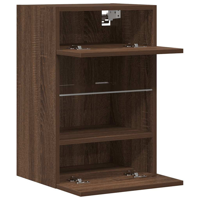 Comode de perete cu lumini LED pentru TV, 2 buc. stejar maro, 40x30x60,5cm - WALTI WALTI