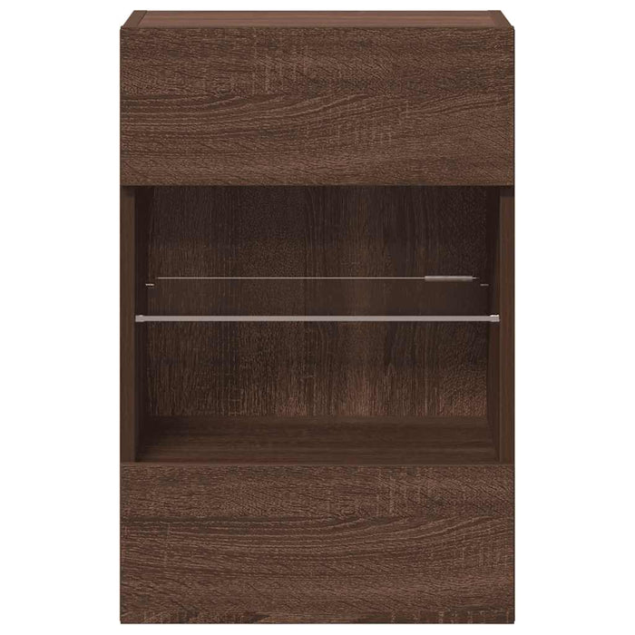 Comode de perete cu lumini LED pentru TV, 2 buc. stejar maro, 40x30x60,5cm - WALTI WALTI
