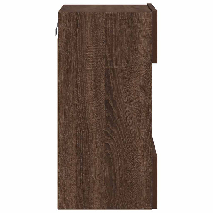 Comode de perete cu lumini LED pentru TV, 2 buc. stejar maro, 40x30x60,5cm - WALTI WALTI
