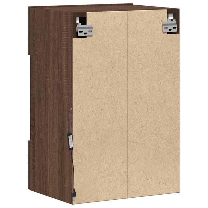 Comode de perete cu lumini LED pentru TV, 2 buc. stejar maro, 40x30x60,5cm - WALTI WALTI