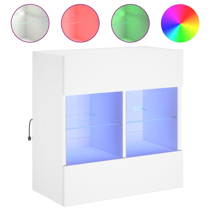 Comodă TV de perete cu lumini LED, alb, 58,5x30x60,5 cm - WALTI WALTI