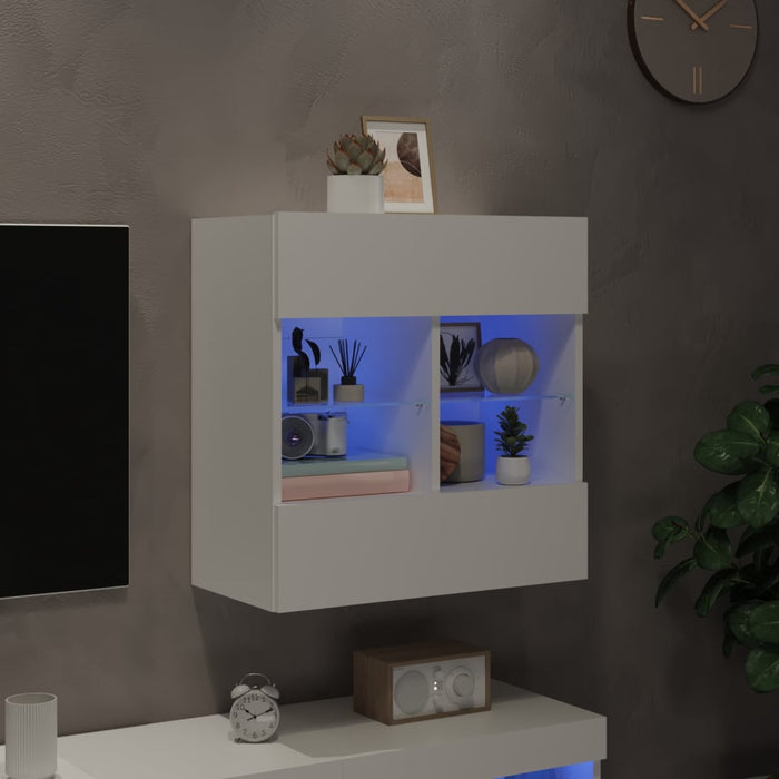 Comodă TV de perete cu lumini LED, alb, 58,5x30x60,5 cm - WALTI WALTI