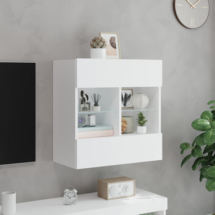 Comodă TV de perete cu lumini LED, alb, 58,5x30x60,5 cm - WALTI WALTI