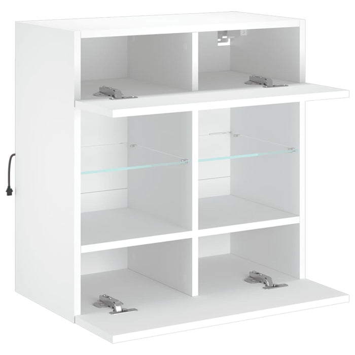 Comodă TV de perete cu lumini LED, alb, 58,5x30x60,5 cm - WALTI WALTI