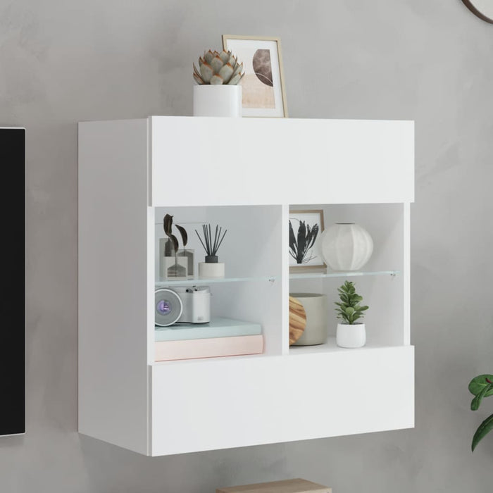 Comodă TV de perete cu lumini LED, alb, 58,5x30x60,5 cm - WALTI WALTI