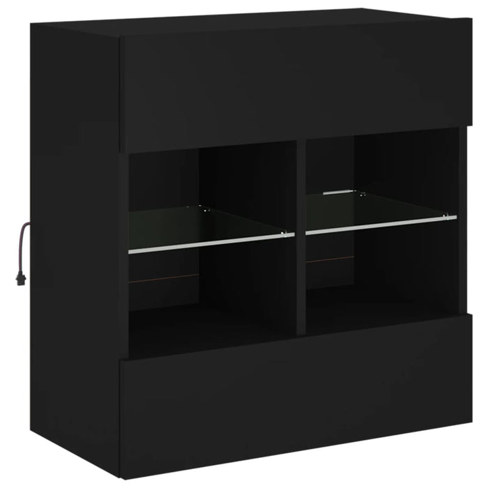 Comodă TV de perete cu lumini LED, negru, 58,5x30x60,5 cm - WALTI WALTI