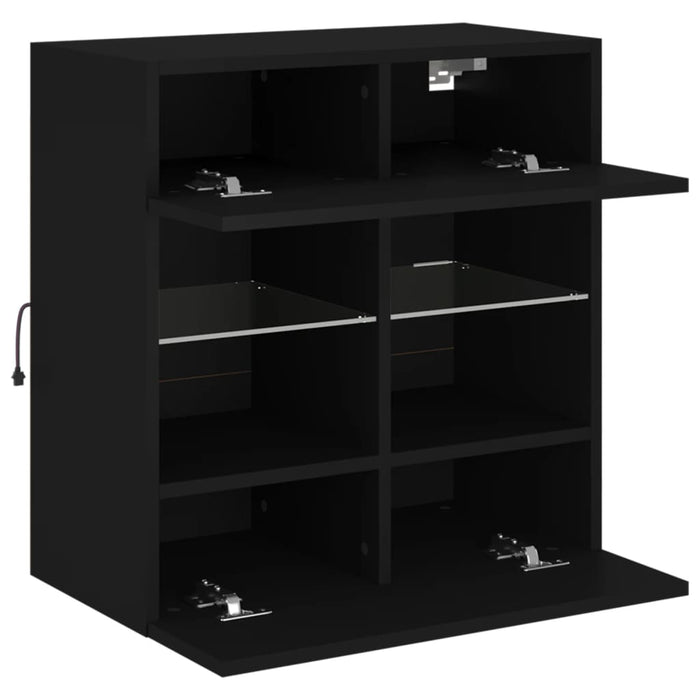 Comodă TV de perete cu lumini LED, negru, 58,5x30x60,5 cm - WALTI WALTI