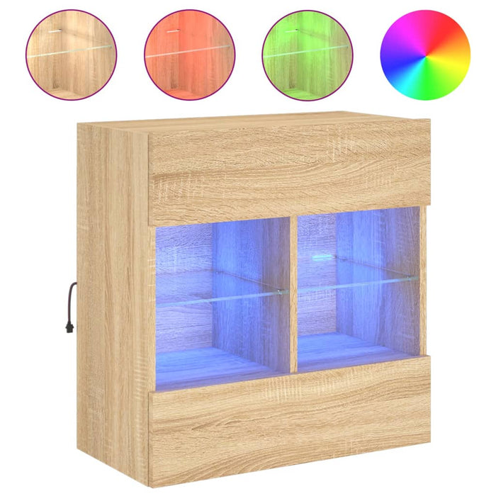 Comodă TV de perete cu LED, stejar sonoma, 58,5x30x60,5 cm - WALTI WALTI