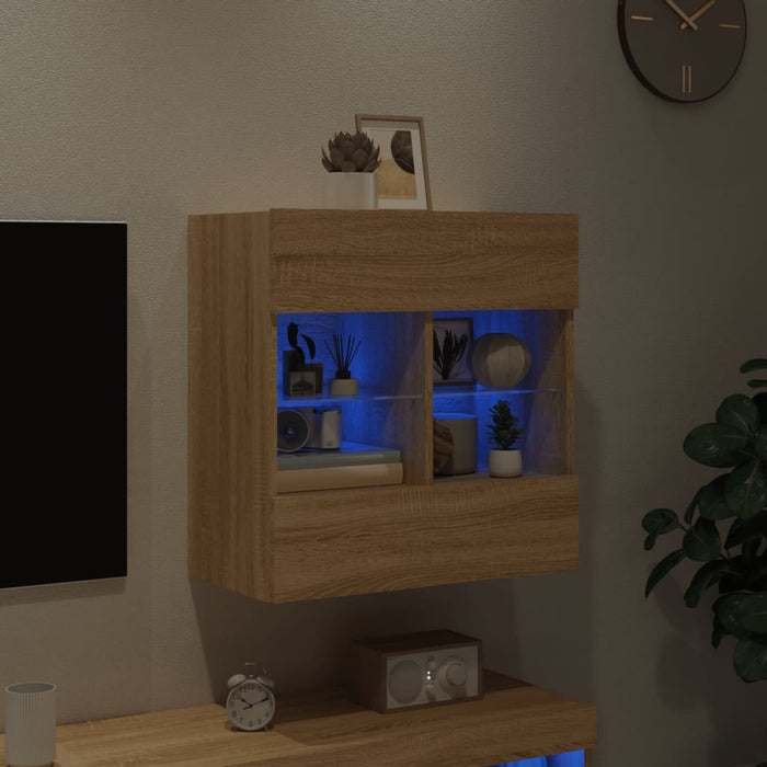 Comodă TV de perete cu LED, stejar sonoma, 58,5x30x60,5 cm - WALTI WALTI