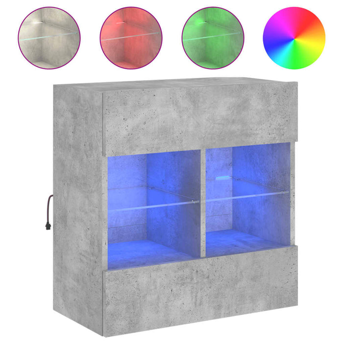Comodă TV de perete cu lumini LED, gri beton, 58,5x30x60,5 cm - WALTI WALTI