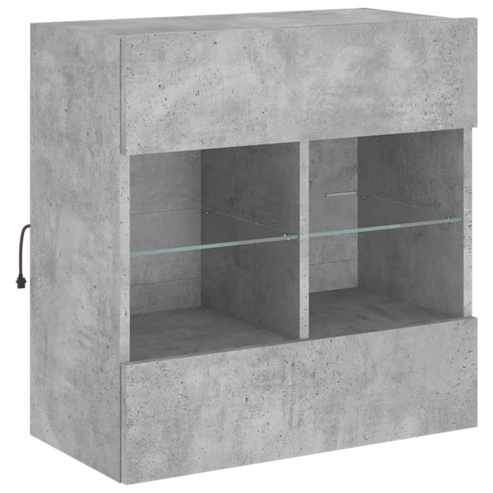 Comodă TV de perete cu lumini LED, gri beton, 58,5x30x60,5 cm - WALTI WALTI