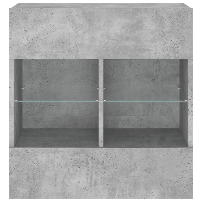 Comodă TV de perete cu lumini LED, gri beton, 58,5x30x60,5 cm - WALTI WALTI