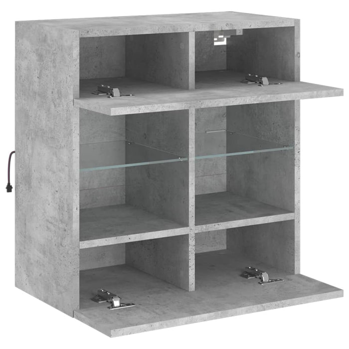 Comodă TV de perete cu lumini LED, gri beton, 58,5x30x60,5 cm - WALTI WALTI
