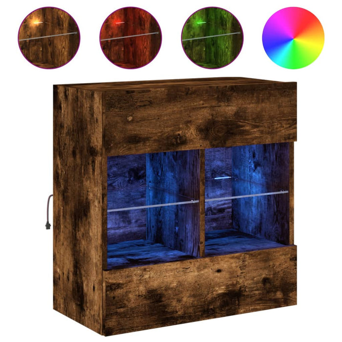 Comodă TV de perete cu LED, stejar fumuriu, 58,5x30x60,5 cm - WALTI WALTI