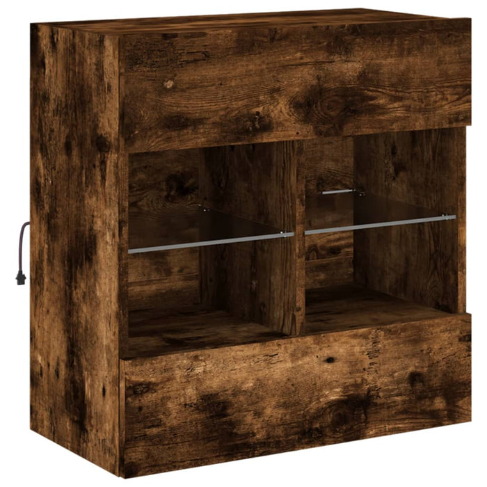 Comodă TV de perete cu LED, stejar fumuriu, 58,5x30x60,5 cm - WALTI WALTI