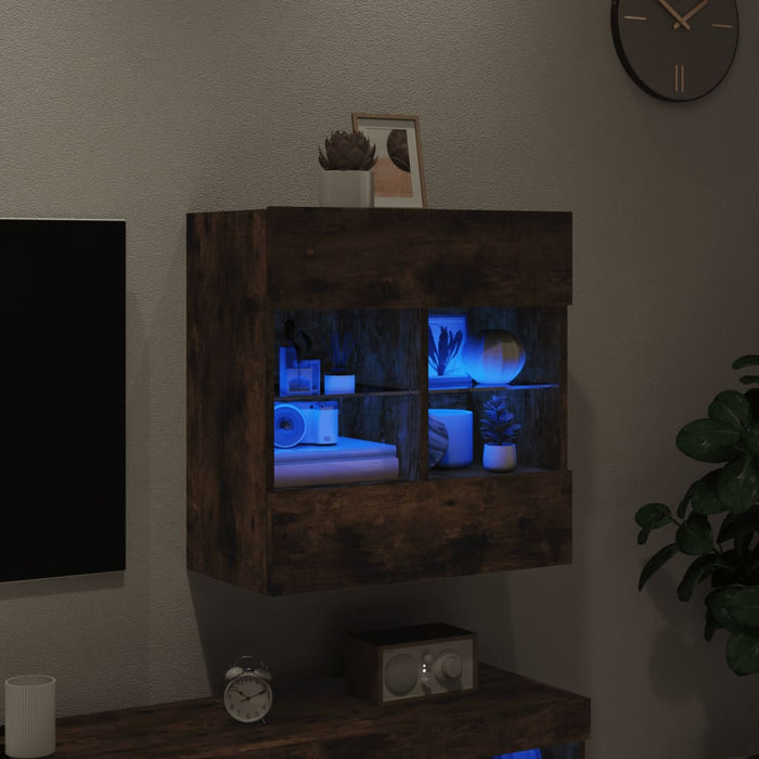 Comodă TV de perete cu LED, stejar fumuriu, 58,5x30x60,5 cm - WALTI WALTI