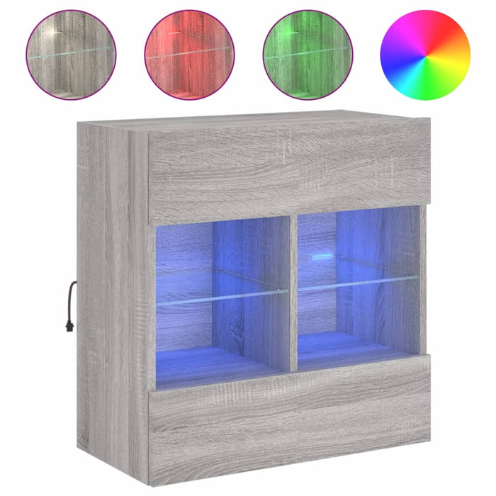 Comodă TV de perete cu lumini LED, gri sonoma, 58,5x30x60,5 cm - WALTI WALTI