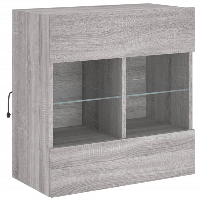 Comodă TV de perete cu lumini LED, gri sonoma, 58,5x30x60,5 cm - WALTI WALTI