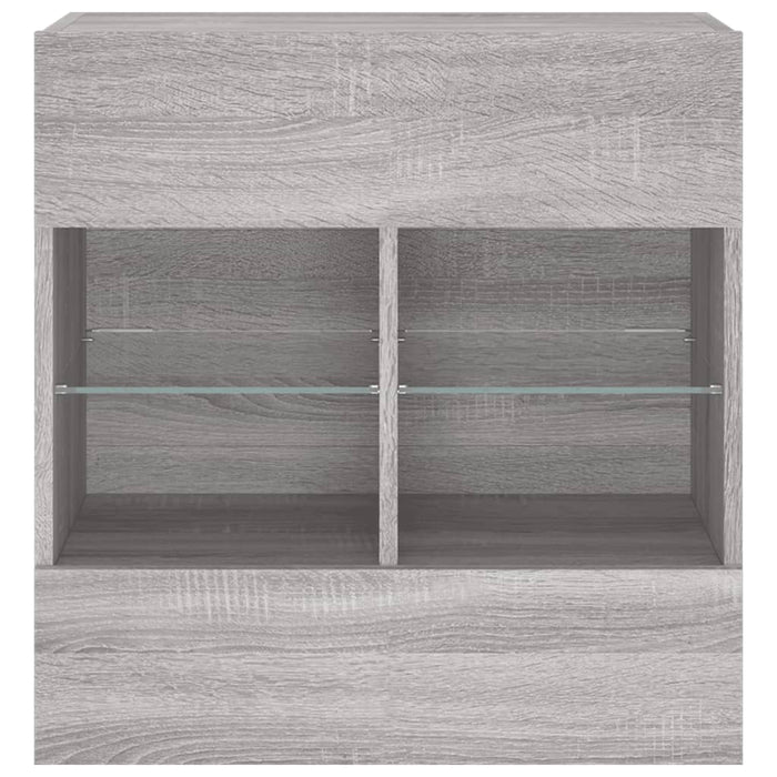 Comodă TV de perete cu lumini LED, gri sonoma, 58,5x30x60,5 cm - WALTI WALTI