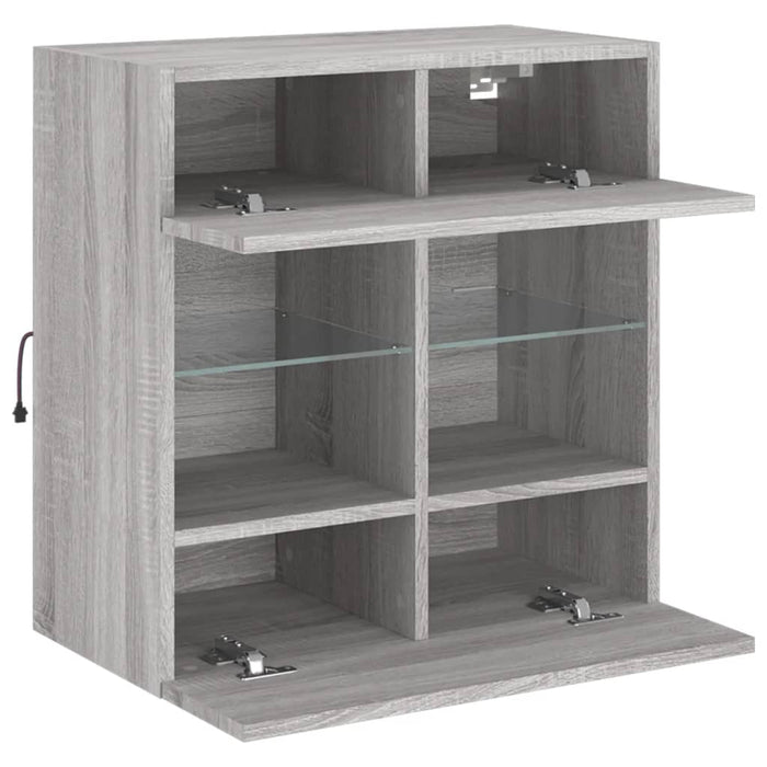 Comodă TV de perete cu lumini LED, gri sonoma, 58,5x30x60,5 cm - WALTI WALTI