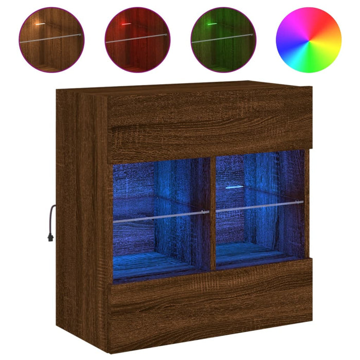 Comodă TV de perete cu lumini LED, stejar maro, 58,5x30x60,5 cm - WALTI WALTI