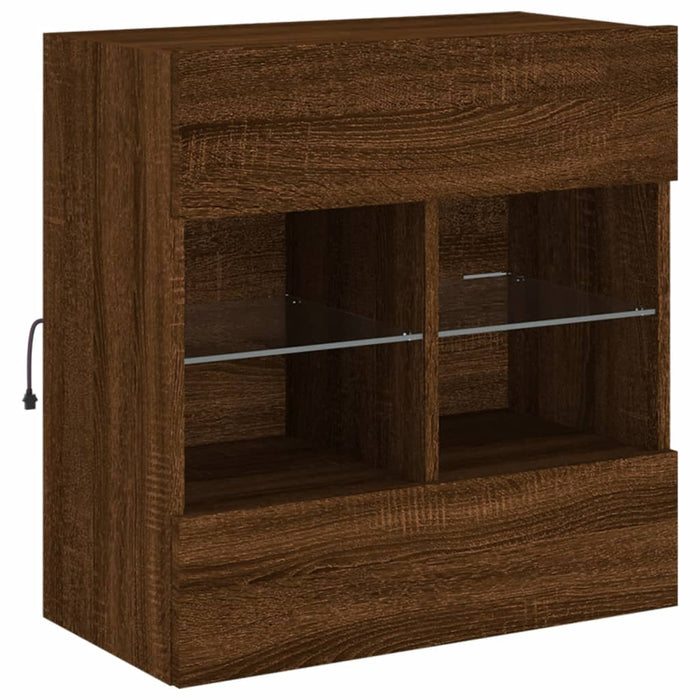 Comodă TV de perete cu lumini LED, stejar maro, 58,5x30x60,5 cm - WALTI WALTI