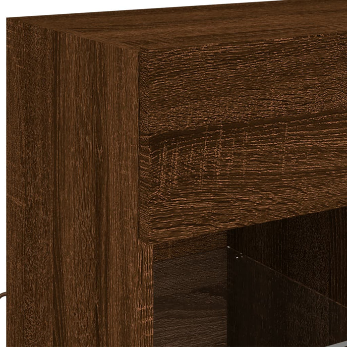 Comodă TV de perete cu lumini LED, stejar maro, 58,5x30x60,5 cm - WALTI WALTI