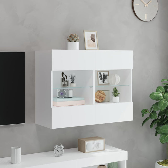 Comodă TV de perete cu lumini LED, alb, 78,5x30x60,5 cm - WALTI WALTI