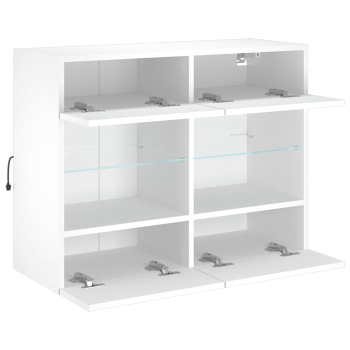 Comodă TV de perete cu lumini LED, alb, 78,5x30x60,5 cm - WALTI WALTI
