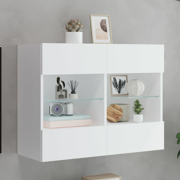 Comodă TV de perete cu lumini LED, alb, 78,5x30x60,5 cm - WALTI WALTI