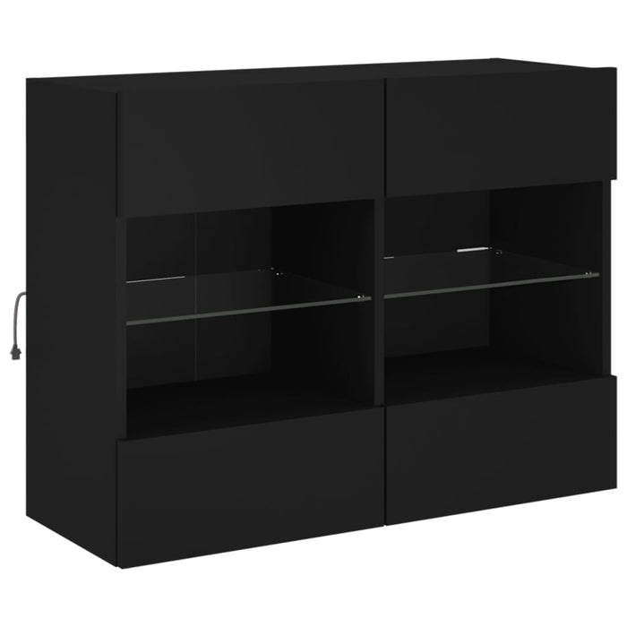 Comodă TV de perete cu lumini LED, negru, 78,5x30x60,5 cm - WALTI WALTI