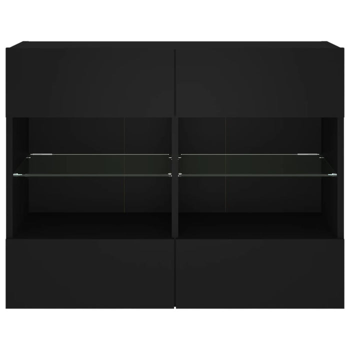 Comodă TV de perete cu lumini LED, negru, 78,5x30x60,5 cm - WALTI WALTI