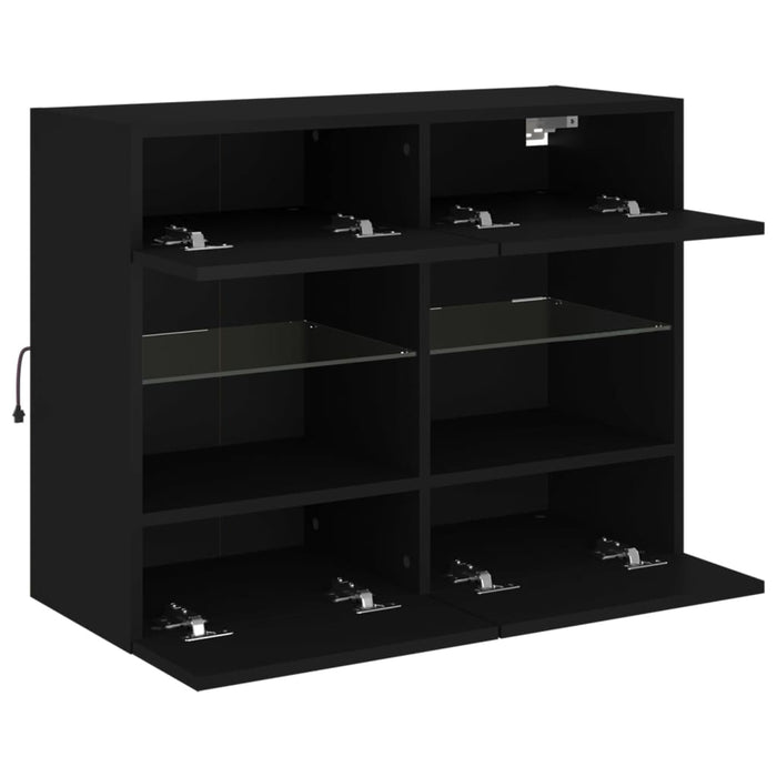 Comodă TV de perete cu lumini LED, negru, 78,5x30x60,5 cm - WALTI WALTI