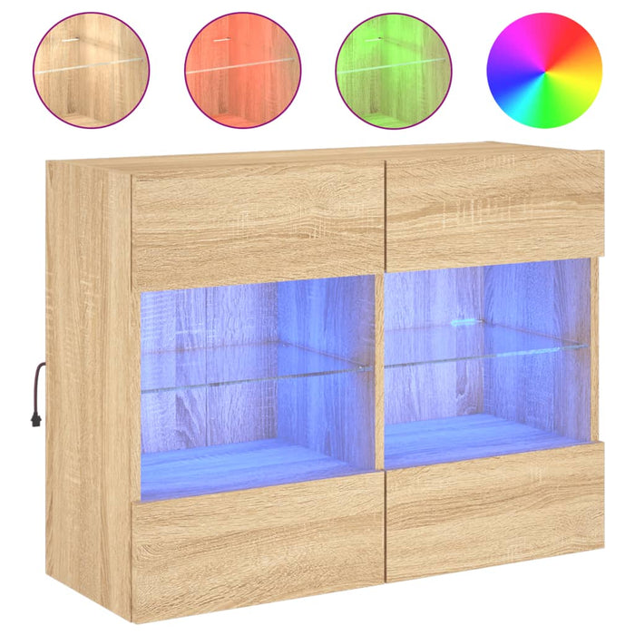 Comodă TV de perete cu LED, stejar sonoma, 78,5x30x60,5 cm - WALTI WALTI