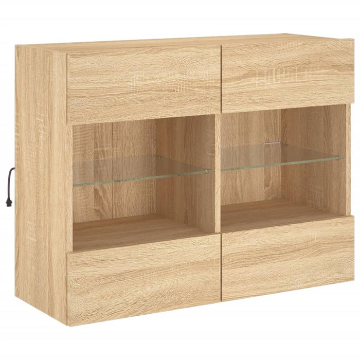 Comodă TV de perete cu LED, stejar sonoma, 78,5x30x60,5 cm - WALTI WALTI