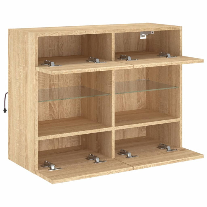 Comodă TV de perete cu LED, stejar sonoma, 78,5x30x60,5 cm - WALTI WALTI
