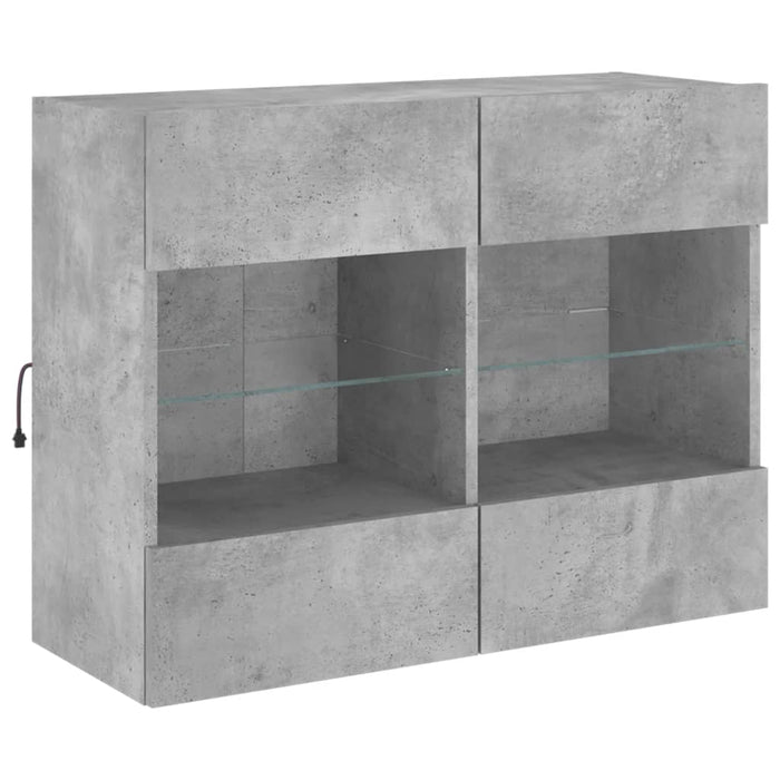 Comodă TV de perete cu lumini LED, gri beton, 78,5x30x60,5 cm - WALTI WALTI