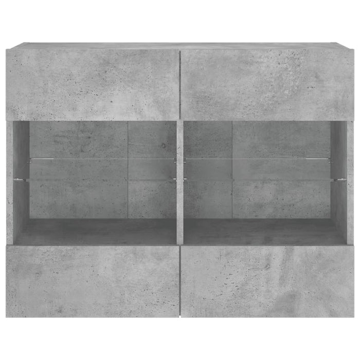 Comodă TV de perete cu lumini LED, gri beton, 78,5x30x60,5 cm - WALTI WALTI