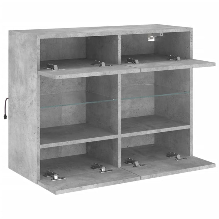 Comodă TV de perete cu lumini LED, gri beton, 78,5x30x60,5 cm - WALTI WALTI