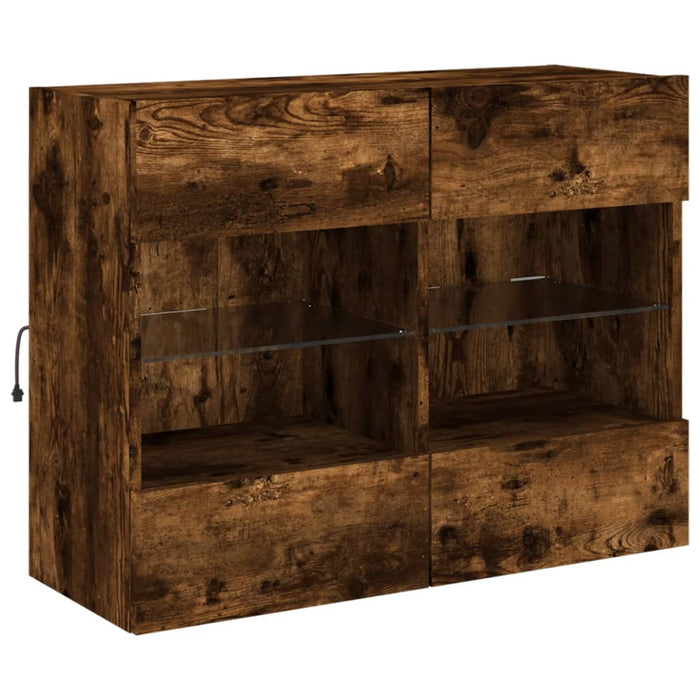 Comodă TV de perete cu LED, stejar fumuriu, 78,5x30x60,5 cm - WALTI WALTI